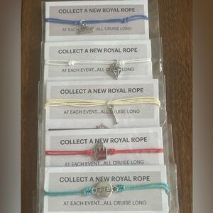Brand New - Six Colorful Rope Bracelets with Charms
